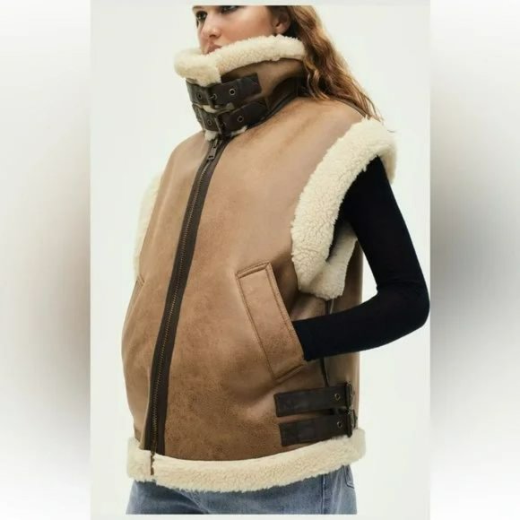 ZARA COMBINATION DOUBLE FACE FLEECE VEST - Picture 16 of 16